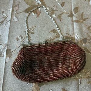 Elegant Red Glass Beaded Clutch